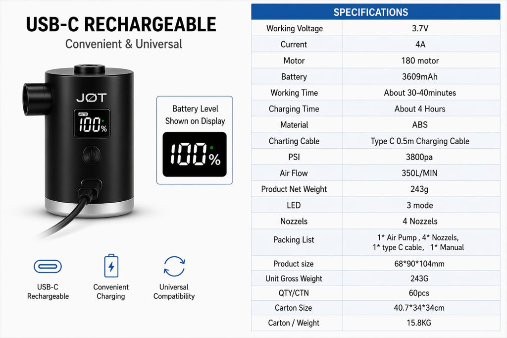 3-in-1 Portable Electric Air Pump